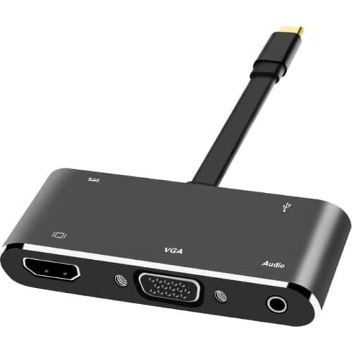 USB-C HDMI VGA adapter usb c hub to usb3.0 usbc charge 3.5mm aux jack cable Multiport converter for Macbook pro dell huawei p20