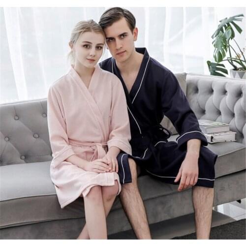 Yukata spring and summer new waffle bathrobe couple large size nightgown female pajamas hotel beauty salon robe home service