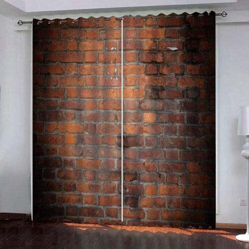 European Style 3D Blackout Curtains retro red brick wall Photo Curtain bedroom Living Room kitchen Curtains decor