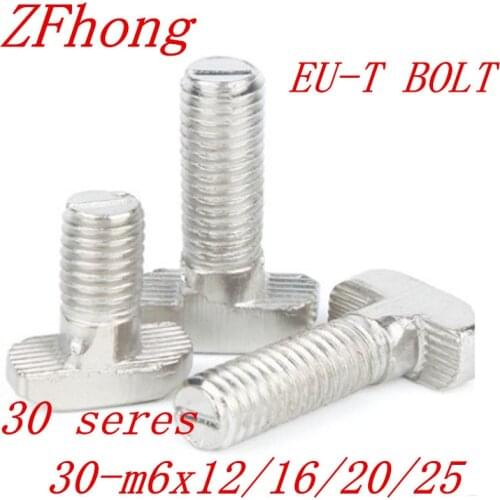 10pcs M6X12/16/20/25 3030 Series M6 Hammer Head T Bolt Screw Nickel Plated For 3030 Aluminum Profile T-slot 8