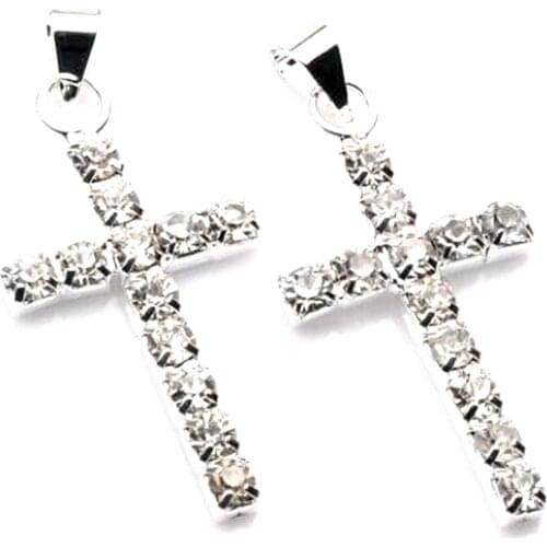 Hot ! 10pcs Cross Rhinestone Charm pendants DIY Jewelry 29mmx15mm za421
