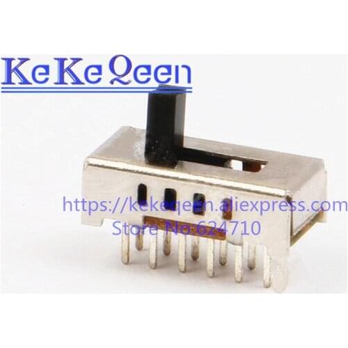 100Pcs/Lot Toggle switch SS24D02G6 SS24D02 12Pin 2P4T Slide Switch Handle High 6MM