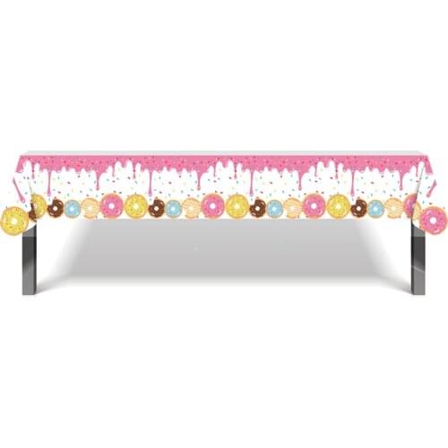 130*220cm Donuts Party Tablecloth Plastic Kids Favors Baby Shower Birthday Party Decor Table Cover Donut Theme Party Supplies
