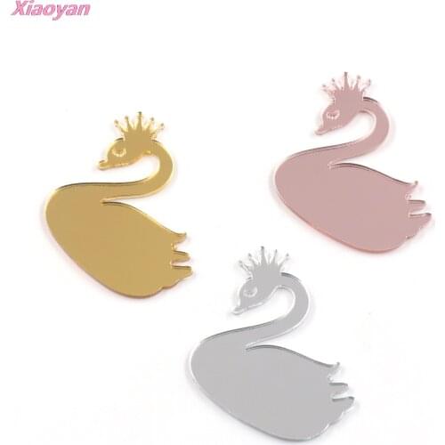 5pcs )50mm Swan Acrylic Birthday Favor Welcome Favors, Ramadan Gift, Party DIY Silver Rose Gold Mirror Acrylic