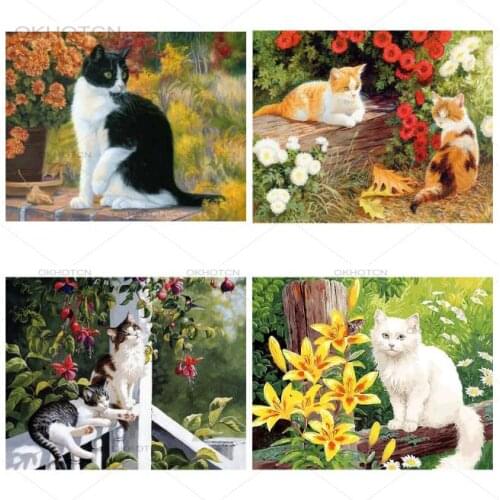 Cat 5D DIY Diamond Painting Pets Rhinestones Pictures Diamond Embroidery Animals Mosaic Sale Home Decoration Diamond Art Decal