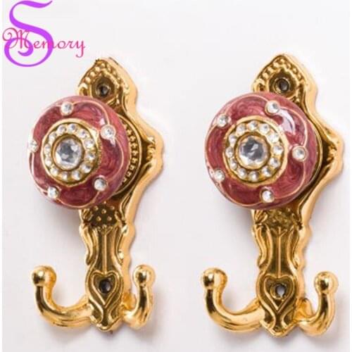 Europe Rhinestones Wall Hooks Curtain Tie Back Ball Tieback Holders Hat Coat Robe Hanger Home Decoration