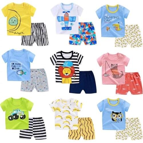 2PCS T Shirt+Shorts Kids Boy Summer Clothing Sets Animal Children Cute Infant Girl Cotton Tee Baby Clothes 0-4 Year