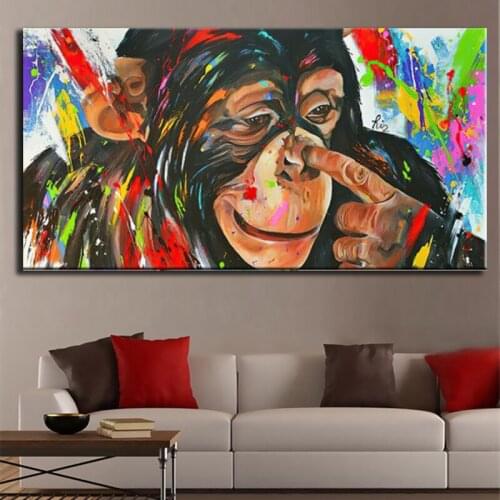 Graffiti Art Monkey Canvas Art Posters and Print Modern Canvas Paintings on The Wall for Living Room Cuadros Home Decor Pictures