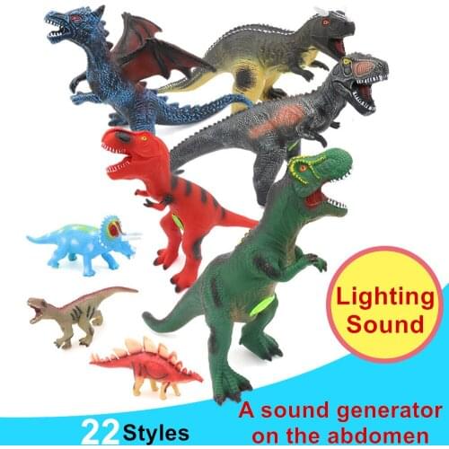 Dinosaur Models Childrens Toys With sound and light Flexible Glue Dinosaur Toys Drop-Resistant Tyrannosaurus Rex Triceratops