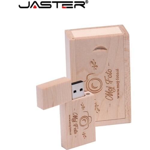 JASTER Wooden Pen drive little square block USB + BOX Flash Drive USB2.0 64GB 32GB 16GB Memory Stick photography wedding gifts