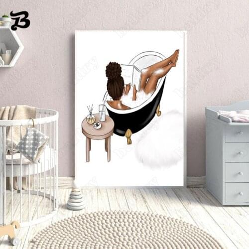 Taking Shower Canvas Painting Wall Art Fashion Girl Its My Time Modern Nordic Wall Pictures for Living Room Bathroom Home Decor