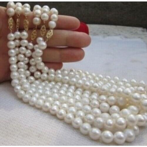 Beautiful wholesale 6PC 9-10MM Akoya AA+ white pearl necklace 18 INCH