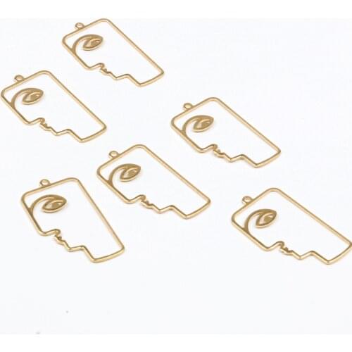 Brass Face Charms,Earring Findings, Face Shape Pendant,Blanks With 1 Hole Earring,Fit For DIY Necklace,Pendants,40.5x22mm,RB1104