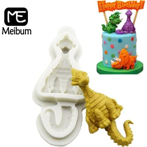 Meibum Jurassic Dinosaur Silicone Fondant Cake Mold Birthday Party DIY Gum Pastes Sugar Craft Decorating Mould Baking Tools
