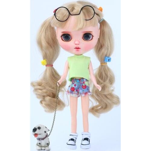 Cute Blyth Doll Outfit Strawberry Pants Shorts + T-shirts for Licca, Azone, Middle Blyth, OB11 1/6 Doll Clothes Accessories