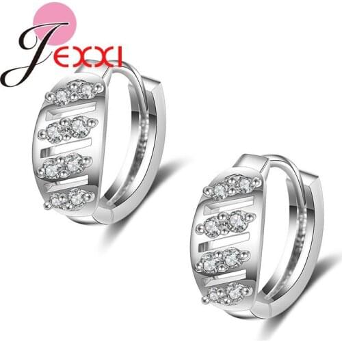 Multi Layer Hollow Wave Silver Cubic Zirconia Stone Pendant Hoop Circle Earrings for Women Piercing Jewerly