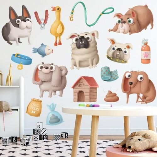 Cartoon Animal Wall Sticker DIY Dog Pet Store Wall Decorative Stickers Cute Self-Adhesive for Home Decor Kids Room Kindergarten