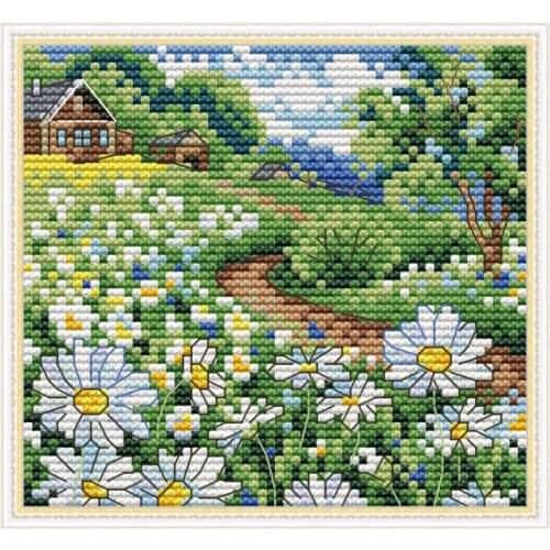 H888 Daisy 6 cross stitch kit aida 14ct 11ct count print canvas cross stitches needlework embroidery DIY handmade