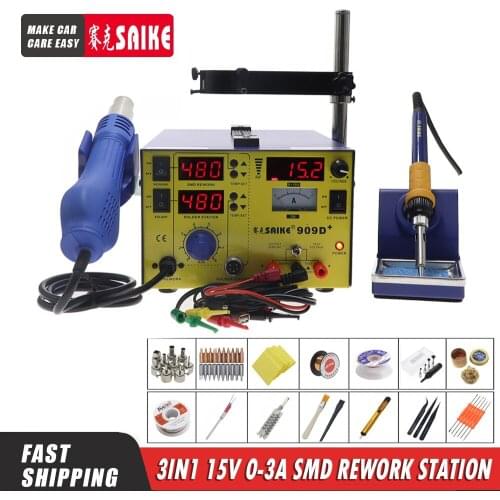 New Saike 909D hot air gun desoldering station with regulated power supply three-in-one multi-function soldering station 15V 3A