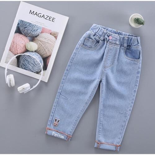 2021 news and Autumn Children Girls kids cotton Solid color jeans Pants Fashion Baby GIRLS Pants Trousers 30W