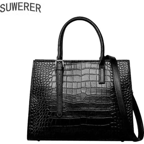 New Cowhide Crocodile Pattern Luxury Handbags Women Bags Genuine Cowhide Leather Bags Women Purse Tote Fashion Female Bag