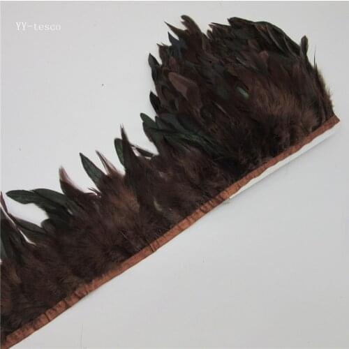 Wholesale 10 Yards coffee Chicken Rooster Tail Feather Trims Ribbon 13-18CM Strip for Dress Skirt Clothing Wedding Decoration