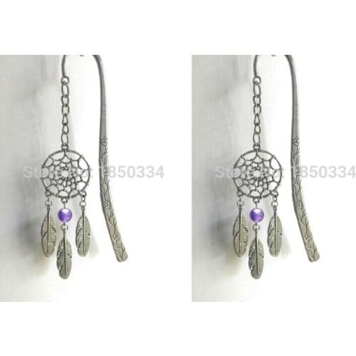 Wholesale Fashion 20pcs Vintage Silvers Dreamcatcher & Feather & Crystal beads Charms hairpin DIY Jewelry Accessories Q1