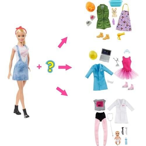 Original Barbie Surprise Doll Blonde with 2 Career Looks and Accessories GLH62 Barbie Doll Occupation Doll Job Profession