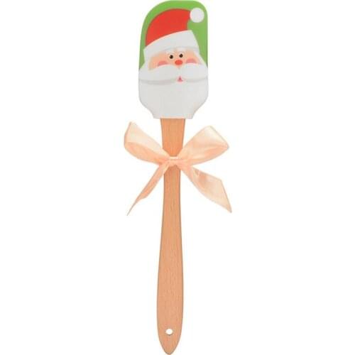 1pc Christmas Silicone Spatula Cute Santa Spatula Baking Spatula With Wood Handle DIY Baking Tools Accessories
