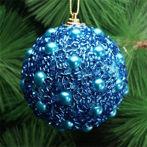 Christmas Decorations For Home lightweight Glitter Faux Pearl Foam Ball Bauble Hanging Christmas Tree Pendant Decoration Navidad