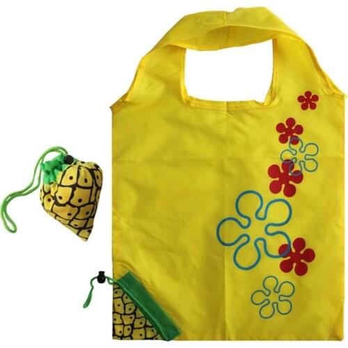 Pineapple Flower Shopping Bag Foldable Vegetable Storage Pouch Women Handbag