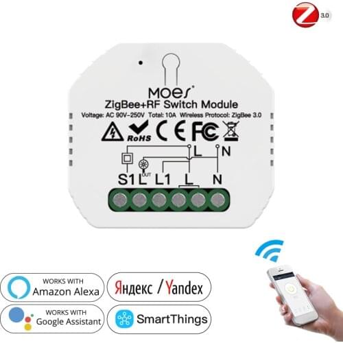 Tuya ZigBee 3.0 Smart Home Smart Switch Breaker LED Light Controller RF Switch Module Works With Alexa Google Home