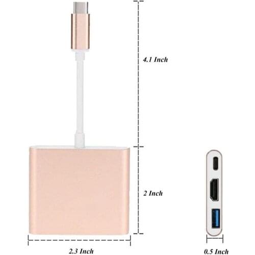 USB-C 3-in-1 4k*2k USB Type-C to HD +USB 3.0+PD Adapter for Apple MacBook