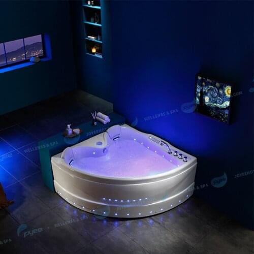 JOYEE Bathroom hotel Homestay romantic heart shape new design corner wall side hydromassage whirlpool bathtub