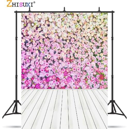 Vinyl Photography Backdrops Prop Flower Wall Wood Floor Wedding Theme Photo Studio Background 21622 SLHQ-01
