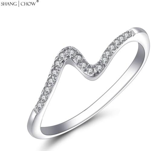 Shang Chow Jewelry Wave Sharp Fashion romantic Jewelry Gift Authentic 925 Sterling Silver Ring Size 7 7.5 Lifetime warranty