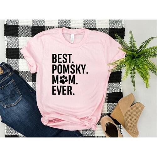 Best Pomsky Dog Mom Mama Mother Womens letter T Shirt Womens O neck short Sleeve Top Tees TX5826