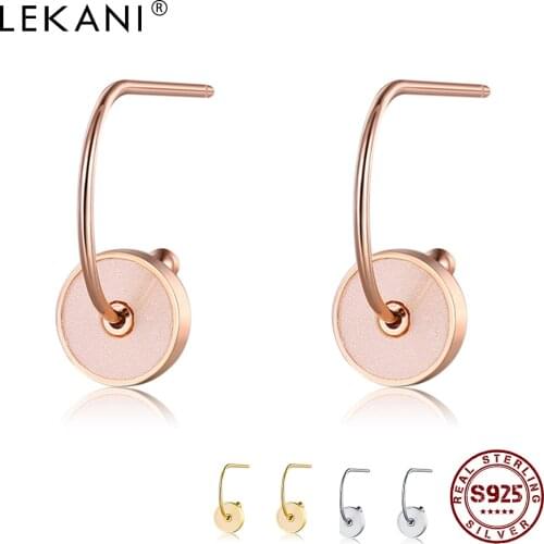 LEKANI Famous Brand 925 Sterling Silver Earrings For Women Unique Design Style Drop Earrings Friends Party Fashion Jewelry Hot