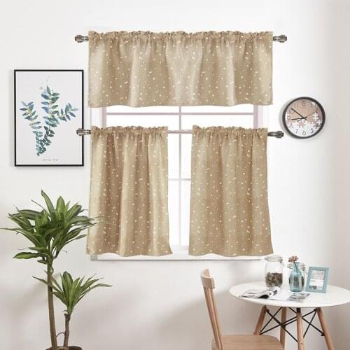 1 Piece Rod Pocket Star Hot stamping Short Curtains Valance Tie For Small Window Blackout Drapes Roman Kitchen Cortina
