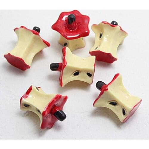 10pcs 3D Cute Fake Apple Core Resin Miniature Food Art Supply DIY Decorative Craft Making,13*15*17mm