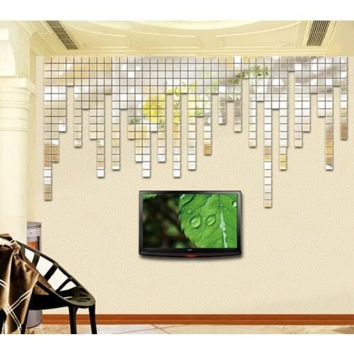 100pcs/lot 2x2cm Silver 3D Wall Sticker Mosaic Mirror Sofa Living Room Decoration