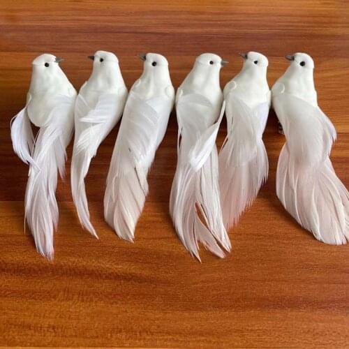 13*3*3.5CM/10PCS Fake Birds,Feathers Doves Artificial Foam White Bird With Clip,Pigeons For Wedding Party Decoration,Christmas