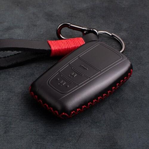 1X Genuine Leather Car Key Cover Fob Case For Toyota Camry 2018 2019 C-HR CHR Land Cruiser Prado Corolla RAV4 key bag