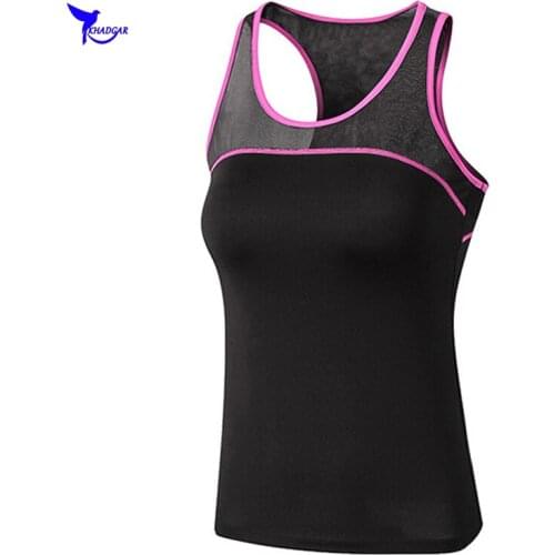 2020 Sleeveless Sport Yoga Shirt Women Patchwork Transparent Mesh Gym Fitness Vest Breathable Workout Running Jogging Tank Tops