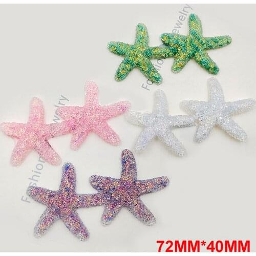 30pcs 4 Colors 72*40MM Big Size Shinning Sea Starfish Flatback Planar Resin Cabochon DIY Crafts for Home Decoration Accessories