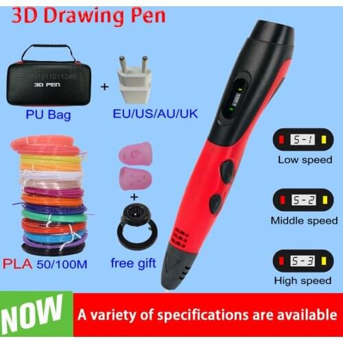 3D PLA Filament Pen for Kids, 10, 20 Color, 50, 100 Meter Printing Pen, Compatible with ABS and PLA, DIY, with LCD Display