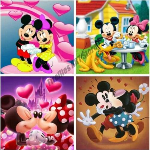5D DIY Diamond Painting "Cartoon Disney Mickey Mouse Couple" Embroidery Full Square Drill Cross Stitch Kits Mosaic Room Decor