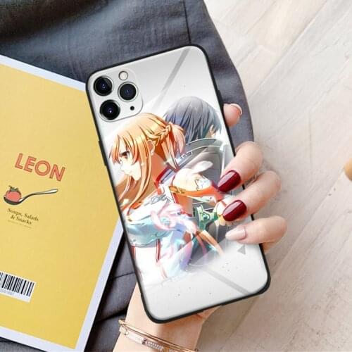Asuna and Kirito sword art online anime For iPhone se 6 6s 7 8 plus x xr xs 11 pro max soft silicone phone case cover shell