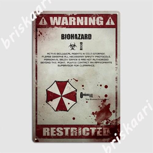 Biohazard Warning Metal Sign Cinema Kitchen Decoration Garage Decoration Kitchen Tin Sign Poster