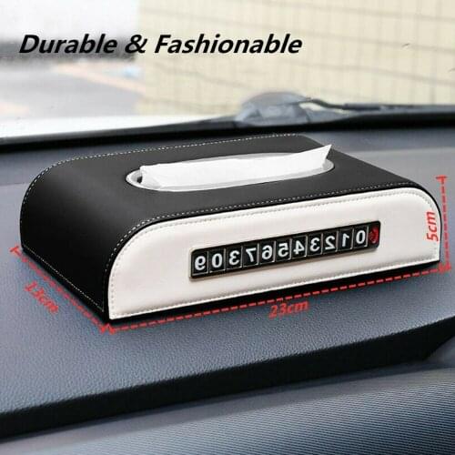 Car tissue box parking number plate